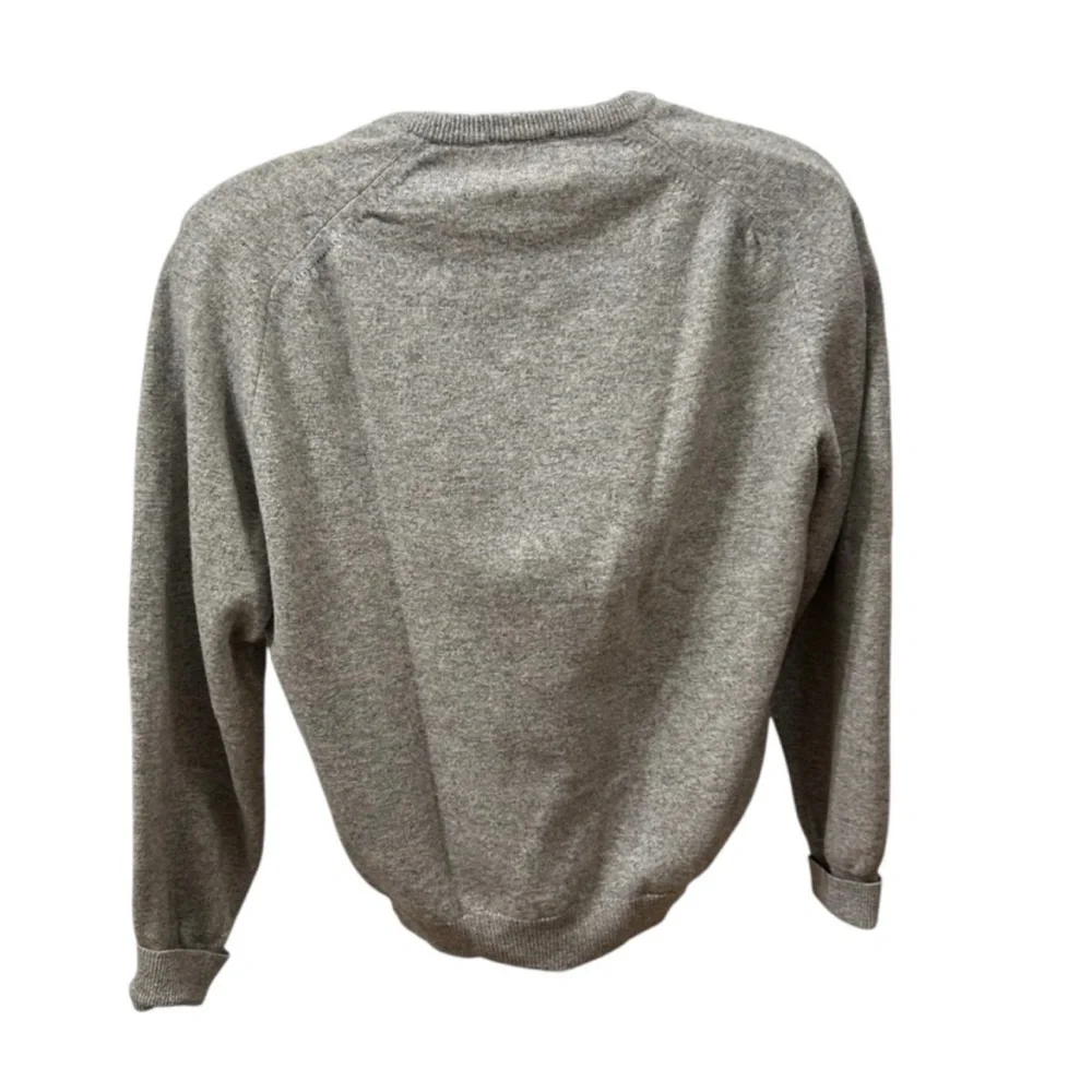 Vintage BASKIN Men's Gray V-Neck Sweater 100% Australian Lambswool size Large